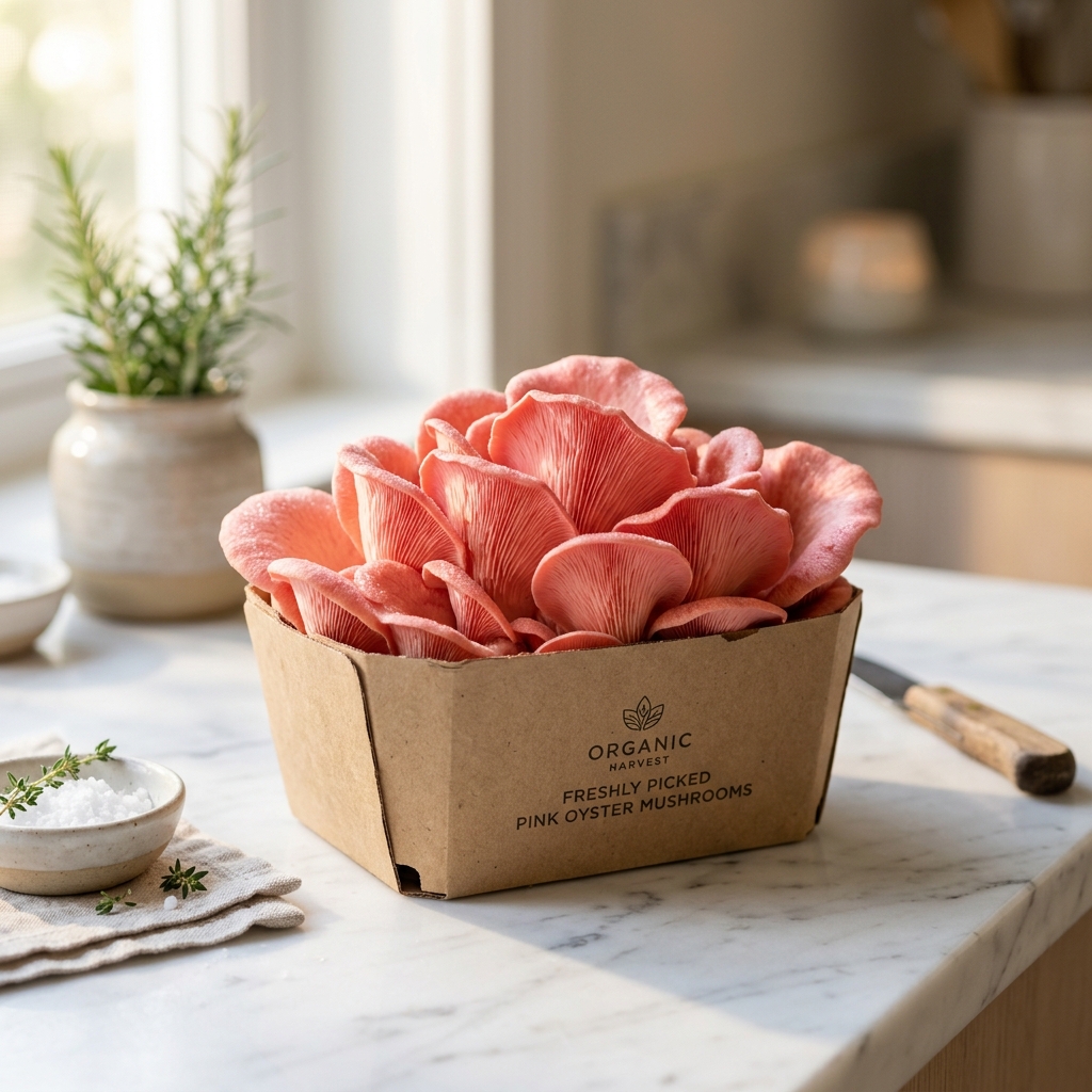 Fresh Pink Oyster Mushrooms artisanal pack